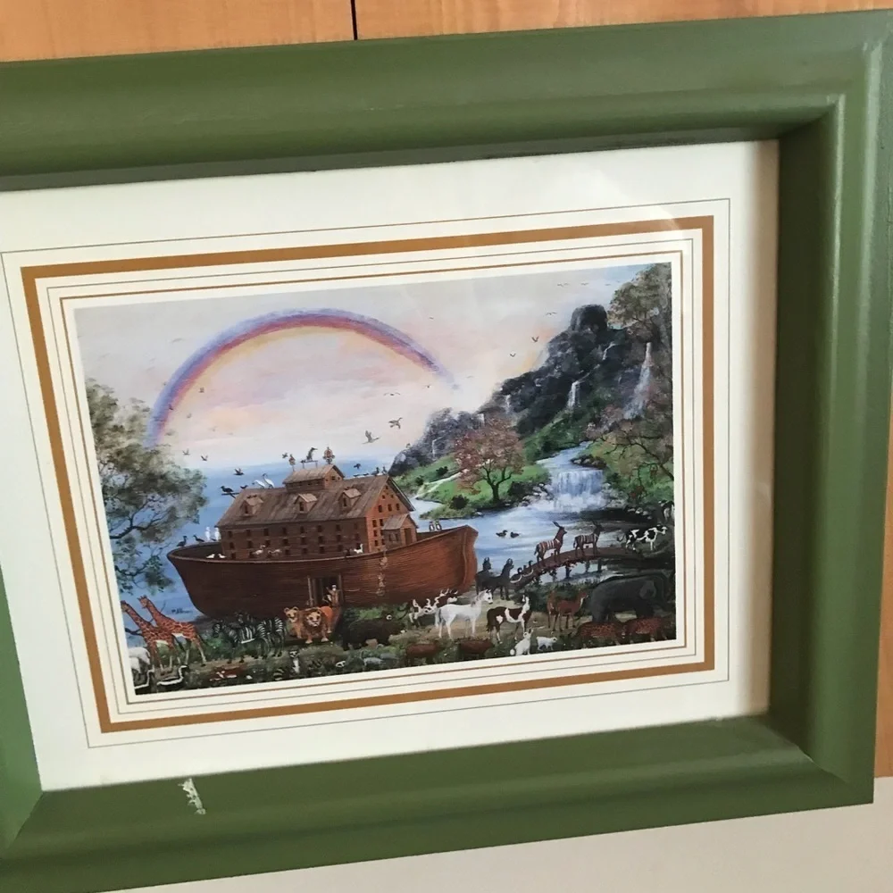 ⭐️Rare Vintage 1980’s Noah’s Ark Wood Clock Picture